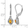 925 Sterling Silver Citrine & Diamond Drop Earrings with Polished Rhodium Finish - Birthstone Company