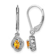 925 Sterling Silver Citrine & Diamond Drop Earrings with Polished Rhodium Finish - Birthstone Company