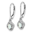 Sterling Silver Opal & Diamond Drop Earrings with Rhodium Finish