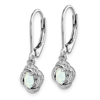 Sterling Silver Opal & Diamond Drop Earrings with Rhodium Finish