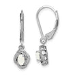 Sterling Silver Opal & Diamond Drop Earrings with Rhodium Finish