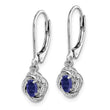 Sterling Silver 925 Sapphire & Diamond Drop Earrings, Rhodium-Plated, Leverback Design - Birthstone Company