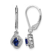 Sterling Silver 925 Sapphire & Diamond Drop Earrings, Rhodium-Plated, Leverback Design - Birthstone Company
