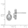 Sterling Silver 925 White Topaz & Diamond Button Earrings Rhodium-Plated Oval Design