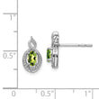 Sterling Silver Rhodium-Plated Peridot and Diamond Earrings August Birthstone Elegance