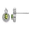 Sterling Silver Rhodium-Plated Peridot and Diamond Earrings August Birthstone Elegance - Birthstone Company