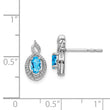 Sterling Silver Rhodium-Plated Blue Topaz & Diamond Button Earrings Elegant Birthstone Design