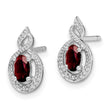 Sterling Silver 925 Rhodium-Plated Garnet and Diamond Earrings Natural Gemstone Elegance - Birthstone Company