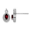 Sterling Silver 925 Rhodium-Plated Garnet and Diamond Earrings Natural Gemstone Elegance - Birthstone Company
