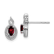 Sterling Silver 925 Rhodium-Plated Garnet and Diamond Earrings Natural Gemstone Elegance