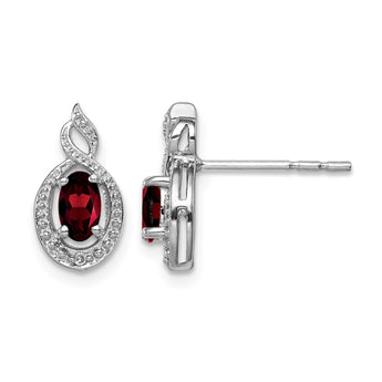 Sterling Silver 925 Rhodium-Plated Garnet and Diamond Earrings Natural Gemstone Elegance - Birthstone Company