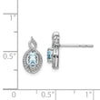 Sterling Silver 925 Aquamarine & Diamond Rhodium-Plated Button Earrings