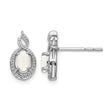 Sterling Silver Rhodium-plated Created Opal & Diam. Earrings - Birthstone Company