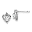Sterling Silver Rhodium-Plated Oval White Topaz & Diamond Earrings Prong Set, Elegant Women's Birthstone Style