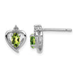 925 Sterling Silver Rhodium-Plated Peridot & Diamond Earrings, August Birthstone Elegance - Birthstone Company
