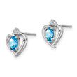 925 Sterling Silver Swiss Blue Topaz & Diamond Earrings with Rhodium Plating