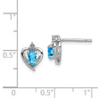 925 Sterling Silver Swiss Blue Topaz & Diamond Earrings with Rhodium Plating