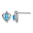 925 Sterling Silver Swiss Blue Topaz & Diamond Earrings with Rhodium Plating - Birthstone Company