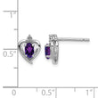 925 Sterling Silver Amethyst & Diamond Earrings in Rhodium-Plated Finish - Birthstone Company