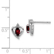 925 Sterling Silver Rhodium-Plated Garnet & Diamond Birthstone Earrings