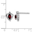925 Sterling Silver Rhodium-Plated Garnet & Diamond Birthstone Earrings - Birthstone Company
