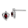 925 Sterling Silver Rhodium-Plated Garnet & Diamond Birthstone Earrings