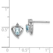 925 Sterling Silver Aquamarine & Diamond Rhodium-Plated Earrings for Women