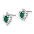 Sterling Silver Rhodium-Plated Emerald & Diamond Earrings Elegant Birthstone Design
