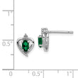 Sterling Silver Rhodium-Plated Emerald & Diamond Earrings Elegant Birthstone Design