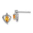 Sterling Silver Rhodium-Plated Citrine & Diamond Oval Earrings