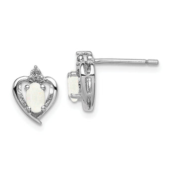 925 Sterling Silver Opal & Diamond Rhodium-Plated Earrings