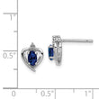 925 Sterling Silver Sapphire & Diamond Earrings with Rhodium-Plated Finish Elegant Birthstone Design