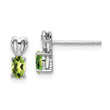 925 Sterling Silver Rhodium-Plated Peridot Earrings Polished Oval Gemstone Design