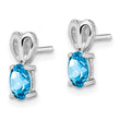 Sterling Silver Swiss Blue Topaz Earrings with Rhodium-Plated Finish