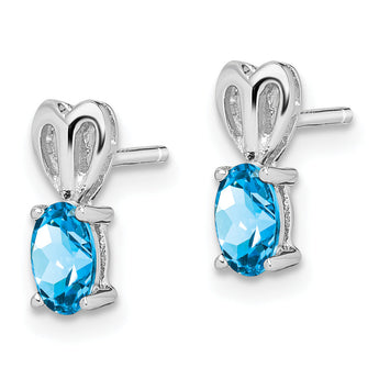 Sterling Silver Swiss Blue Topaz Earrings with Rhodium-Plated Finish