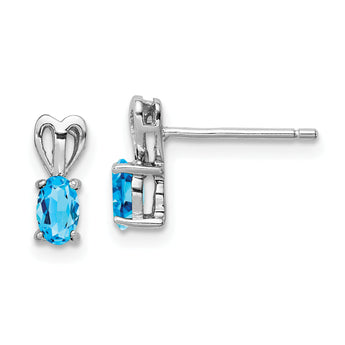 Sterling Silver Swiss Blue Topaz Earrings with Rhodium-Plated Finish