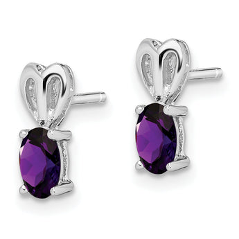 Sterling Silver 925 Amethyst Earrings with Rhodium-Plated Polished Finish
