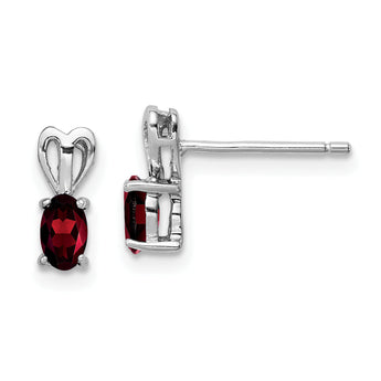 Sterling Silver Rhodium-Plated Garnet Earrings with Polished Finish
