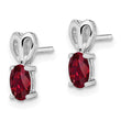 Sterling Silver Rhodium-Plated Created Ruby Earrings with Polished Oval Stones - Birthstone Company