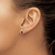 Sterling Silver Rhodium-Plated Created Ruby Earrings with Polished Oval Stones - Birthstone Company