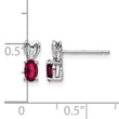 Sterling Silver Rhodium-Plated Created Ruby Earrings with Polished Oval Stones - Birthstone Company