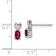 Sterling Silver Rhodium-Plated Created Ruby Earrings with Polished Oval Stones