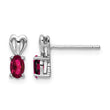 Sterling Silver Rhodium-Plated Created Ruby Earrings with Polished Oval Stones - Birthstone Company