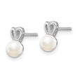 Sterling Silver 925 Rhodium-Plated Freshwater Pearl Earrings Elegant Button Style