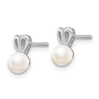 Sterling Silver 925 Rhodium-Plated Freshwater Pearl Earrings Elegant Button Style