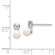 Sterling Silver 925 Rhodium-Plated Freshwater Pearl Earrings Elegant Button Style