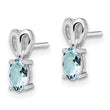 Sterling Silver Rhodium-Plated Aquamarine Earrings Polished Oval Cut