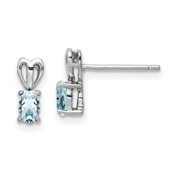 Sterling Silver Rhodium-Plated Aquamarine Earrings Polished Oval Cut