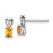 925 Sterling Silver Rhodium-Plated Citrine Earrings with Oval Prong Set Stones