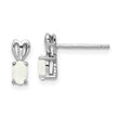 925 Sterling Silver Rhodium-Plated Created Opal Earrings, Polished Oval Birthstone Design
